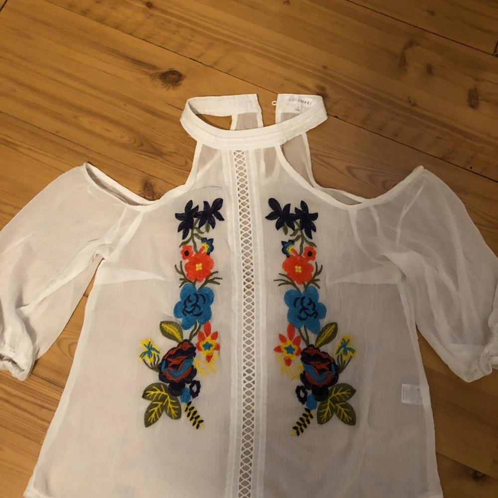 See Through Off the Shoulder Floral Blouse